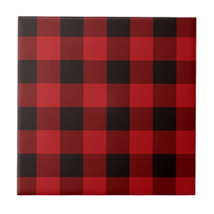 Red Plaid Ceramic Tile
