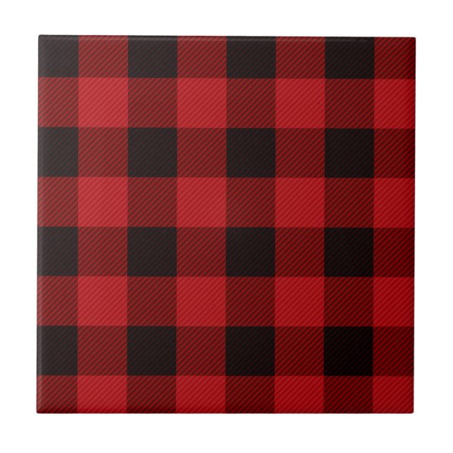 Red Plaid Ceramic Tile (Front)
