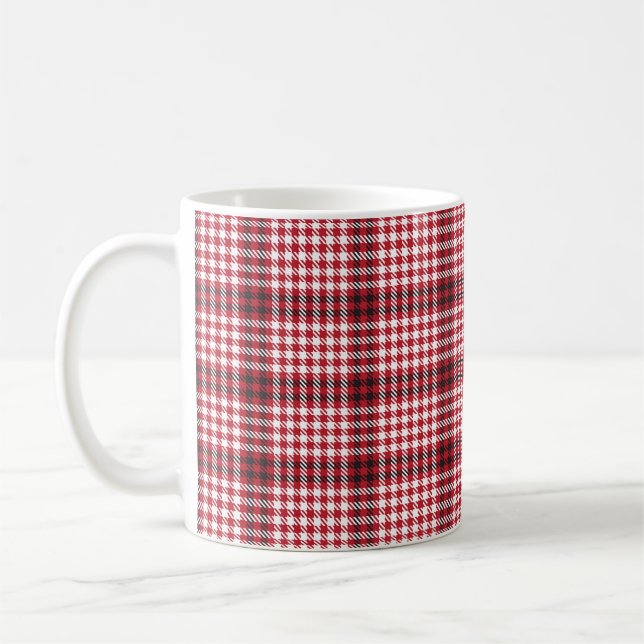 Red Plaid Chequered Tartan Texture Coffee Mug (Left)
