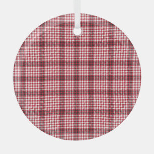 Red Plaid Chequered Tartan Texture Glass Tree Decoration
