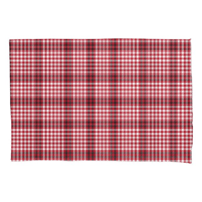 Red Plaid Chequered Tartan Texture Pillowcase (Front)
