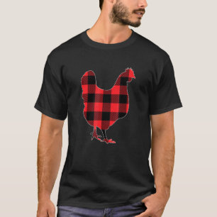 Red Plaid Chicken Santa Hat Christmas Pajama T-Shirt