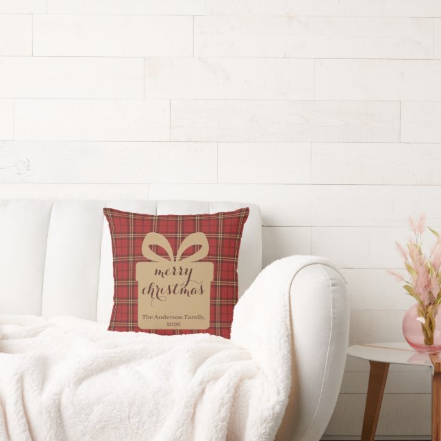 Red Plaid Christmas Festive Pattern -  Cushion (Couch)