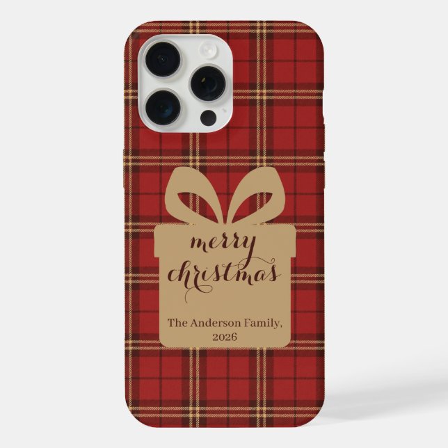 Red Plaid Christmas Festive Pattern -  iPhone Case (Back)