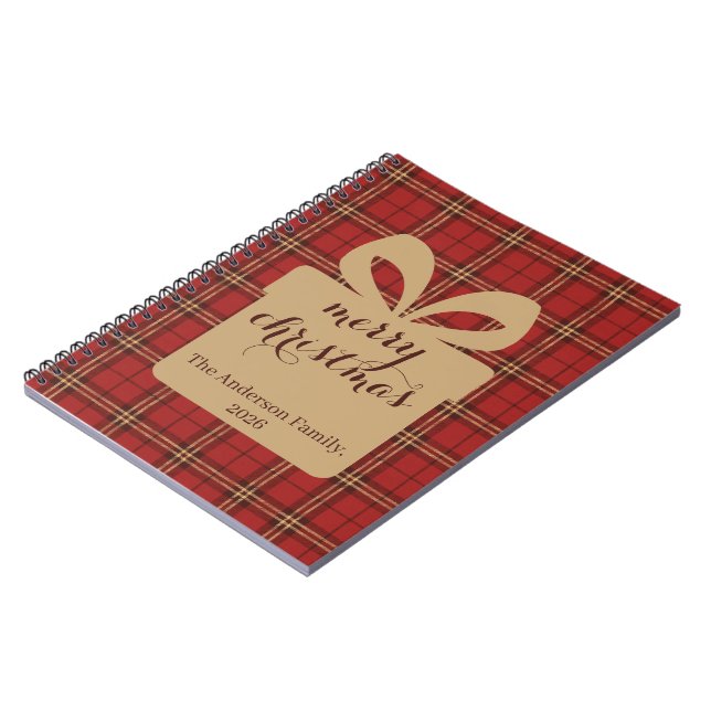 Red Plaid Christmas Festive Pattern -  Notebook (Left Side)