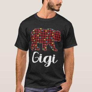 Red Plaid Christmas Lights Gigi Bear Xmas Pajama T-Shirt