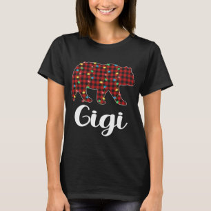 Red Plaid Christmas Lights Gigi Bear Xmas Pajama T-Shirt