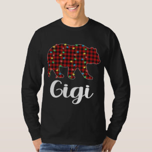Red Plaid Christmas Lights Gigi Bear Xmas Pajama T-Shirt