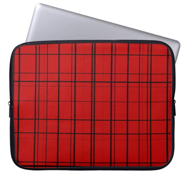 Red plaid christmas pattern laptop sleeve (Front)