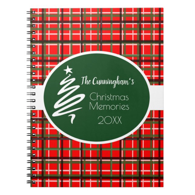 Red Plaid Christmas Personalised Spiral Notebook (Front)