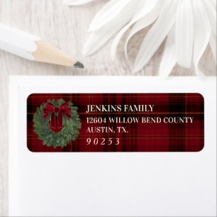 Red Plaid Christmas Return Address Label