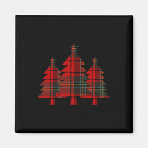 Red Plaid Christmas Tree Pine Trees Magnet