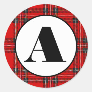 Red Plaid - Circle Sticker