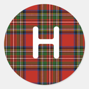Red Plaid Classic Round Sticker