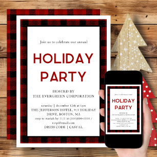 Red Plaid   Corporate Holiday Party Invitation