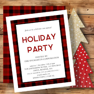 Red Plaid   Corporate Holiday Party Invitation
