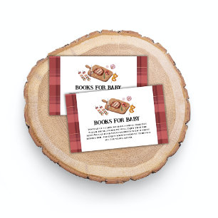 Red Plaid Country Baby Q Books For Baby Shower Enclosure Card