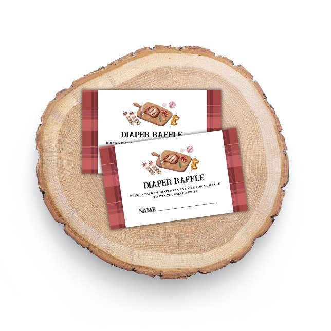 Red Plaid Country BBQ Diaper Raffle Baby Shower  Enclosure Card (Red Plaid Country BBQ Diaper Raffle Baby Shower Enclosure Card)