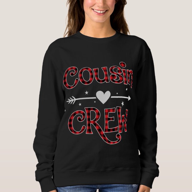 Red Plaid Cousin Crew Funny Family Matching Christ Sweatshirt (Front)