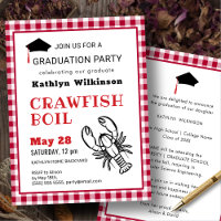 Red Plaid Crawfish Boil BBQ Graduation Party