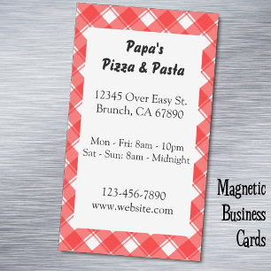 Red Plaid Custom Restaurant Ad Magnetic Card