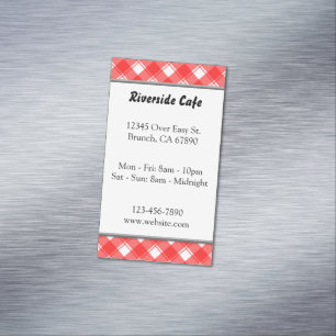 Red Plaid Custom Restaurant Magnetic Card