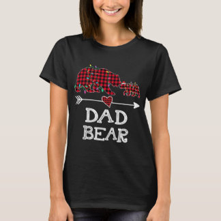 Red Plaid Dad Bear Buffalo Family Papa Pajama Chri T-Shirt