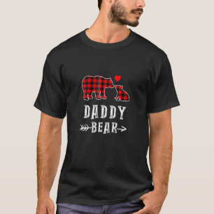 Red Plaid Daddy Bear One Cub Matching Buffalo Paja T-Shirt
