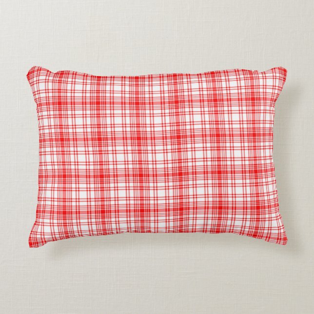 Red Plaid Decorative Cushion (Front)