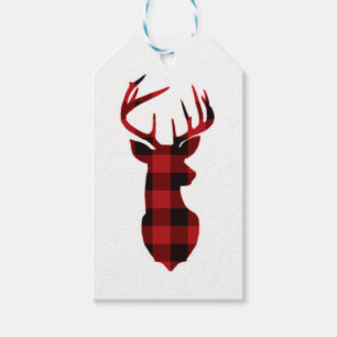Red Plaid Deer Tags