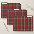 Red Plaid Design File Folders Set