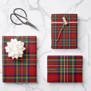 Red Plaid Design Wrapping Paper Sheets