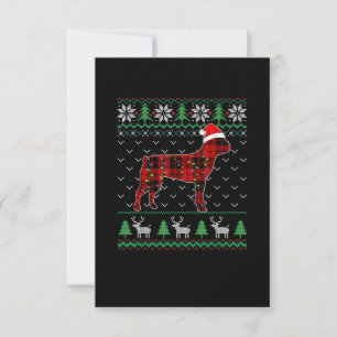 Red Plaid Dog Ugly Christmas Lights Boston Terrier RSVP Card