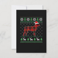 Red Plaid Dog Ugly Christmas Lights Boston Terrier