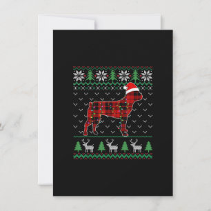 Red Plaid Dog Ugly Christmas Lights Boston Terrier Thank You Card