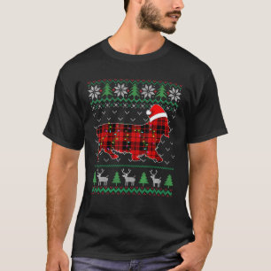 Red Plaid Dog Ugly Christmas Lights Corgi Dog Xmas T-Shirt