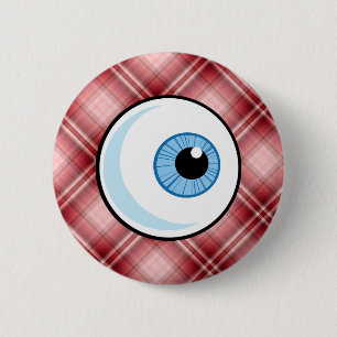 Red Plaid Eyeball 6 Cm Round Badge