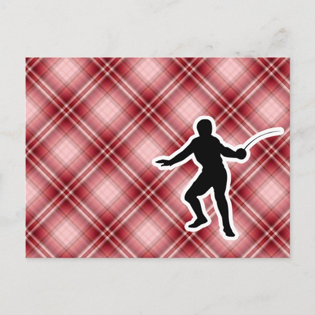Red Plaid Fencing Postcard (Front)