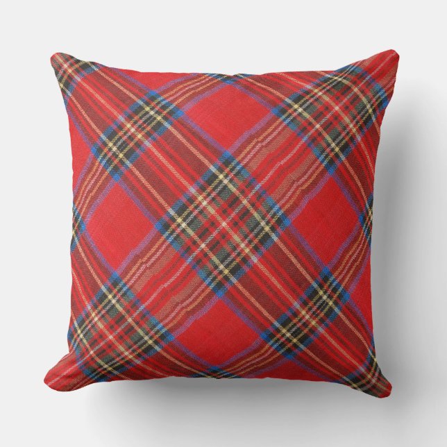Red Plaid Flannel Print Cushion (Front)