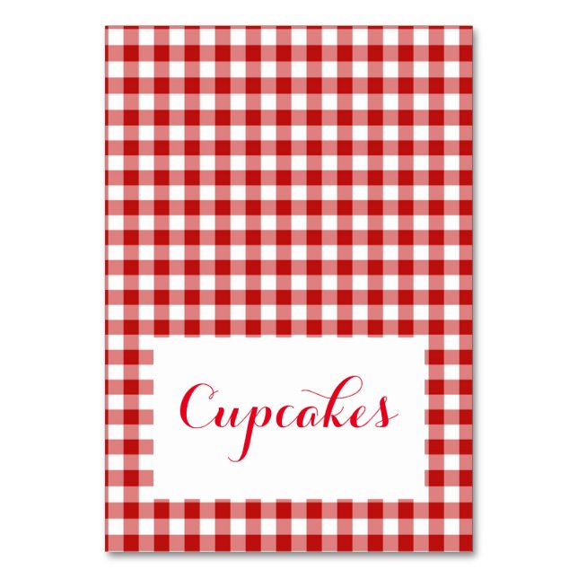 red plaid Food Tent Cards Place setting (Front)