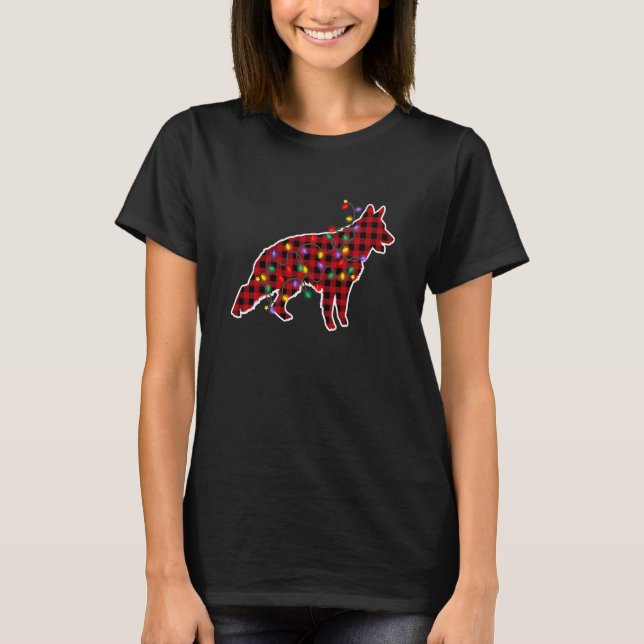 Red Plaid German Shepherd Dog Christmas Pyjamas Xm T-Shirt (Front)