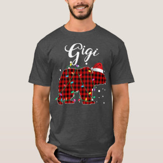 Red Plaid Gigi Bear Matching Buffalo Pajama  T-Shirt