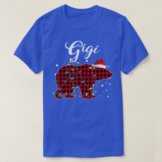 Red Plaid Gigi Bear Matching Buffalo Pajama  T-Shirt (Design Front)