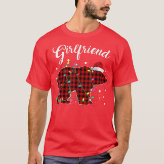 Red Plaid Girlfriend Bear Matching Buffalo Pajama  T-Shirt