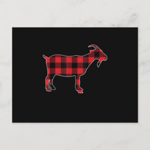 Red Plaid Goat Santa Christmas Invitation Postcard