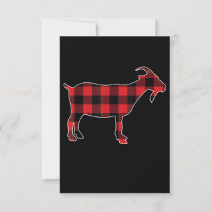Red Plaid Goat Santa Christmas RSVP Card