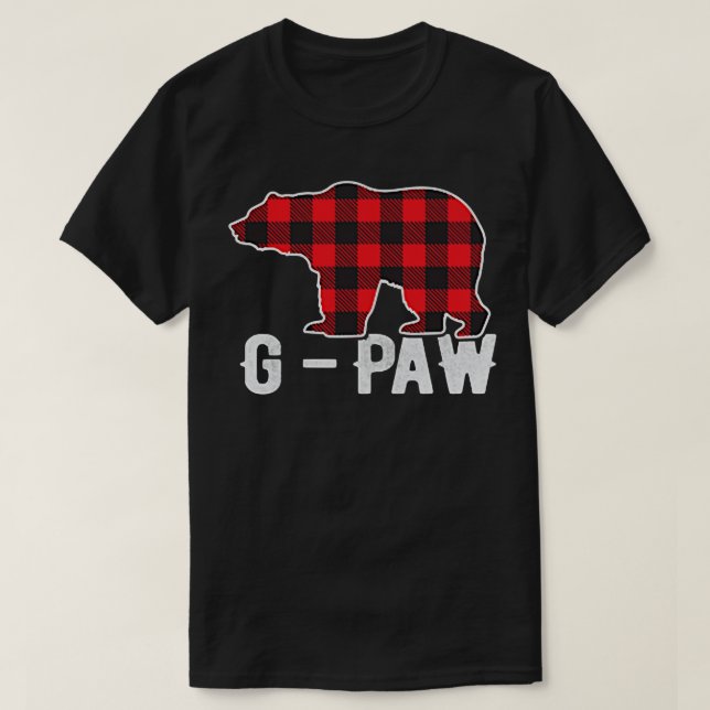 Red Plaid GPaw Buffalo Matching Family Pop Pajama  T-Shirt (Design Front)