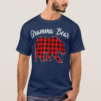 Red Plaid Gramma Bear Matching Buffalo Family Paja T-Shirt