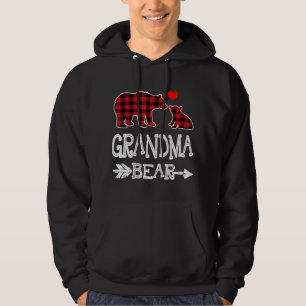 Red Plaid Grandma Bear Christmas Pajama Matching F Hoodie