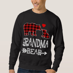 Red Plaid Grandma Bear Christmas Pajama Matching F Sweatshirt